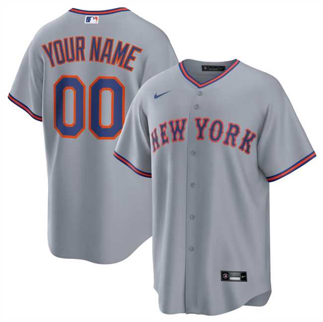 Men%27s New York Mets Active Player Custom Gray 2025 Limited Stitched Baseball Jersey